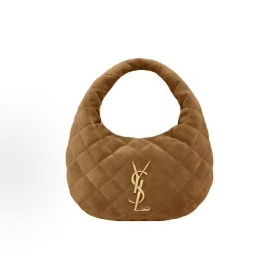 SAINT LAURENT YSL Icarino BABY quilted bronze decorative handbag, small size for women, brown